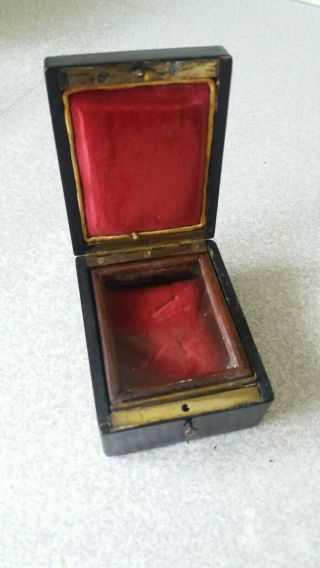 Antique 19thc.  Jewellery / Ring Box Casket - - Wooden With Interior Glass Lid