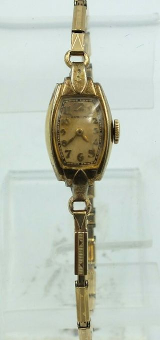 Hamilton Watch 14k Yellow Gold Filled Ladies Vintage Dainty 17 - Jewels