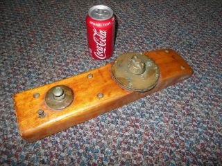 Antique / Vintage Perko Brass Power Switch Mounted On Wood From Boat