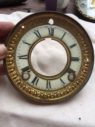 Antique Ansonia Beveled Glass Mantle Clock Crystal Bezels & Dial 5” Diameter