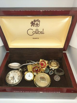 Vintage Colibri Pocket Watch Box Filled With Nik Nacs