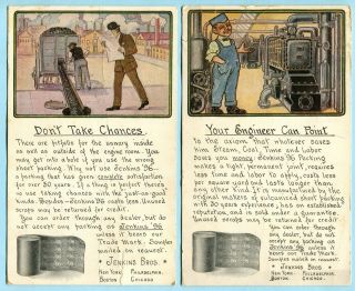 4 Antique 1906 Jenkins Bros Graphic Advertising Postcards Steam Boiler Packing