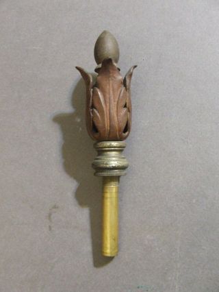 Vintage Art Deco Neoclassical Brass Leaf Flame Torch Finial