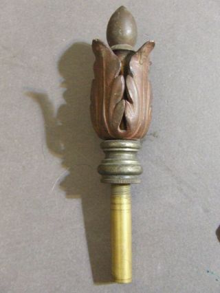 VINTAGE ART DECO NEOCLASSICAL BRASS LEAF FLAME TORCH FINIAL 3