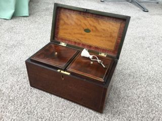 Antique Wooden Tea Caddy Box Victorian