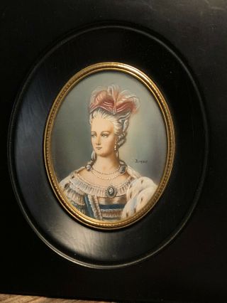 Antique Miniature Portrait Of Marie - Antoinette D 