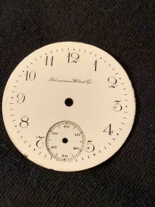 Antique Pocket Watch Dial Face Porcelain Enamel Hampden Watch Co.