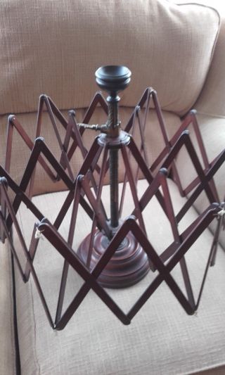 Victorian Antique Brass and Wood Umbrella Wool Winder - Concertina Treen Spinner 2
