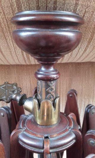 Victorian Antique Brass and Wood Umbrella Wool Winder - Concertina Treen Spinner 5
