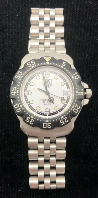 Tag Heuer Wa1210 Professional 200 Meters Watch Womans Mens Midsize Blue White Ss