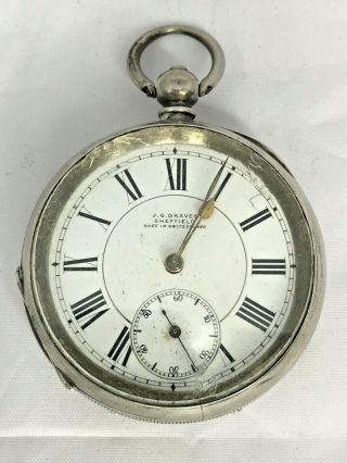 Antique Sterling Silver J.  G Graves Pocket Watch