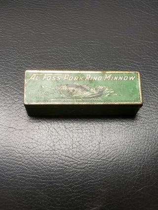 Vintage Tin Box Al Foss Oriental Wiggler 3 Fishing Lure & Paper Insert