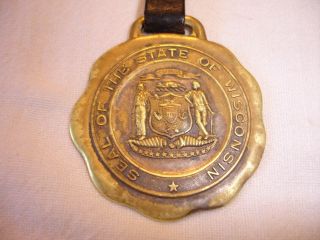 Antique Vintage Pocket Watch Fob Seal Of The State Of Wisconsin 2