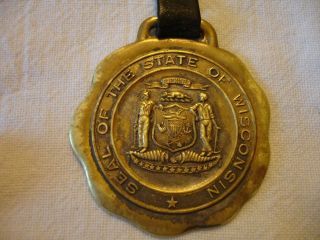 Antique Vintage Pocket Watch Fob Seal Of The State Of Wisconsin 4