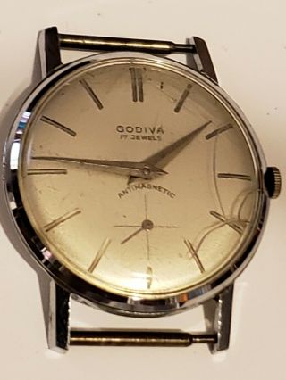 Vintage Godiva 17 Jewels Incabloc Mens Watch Fond Acier Inoxydable