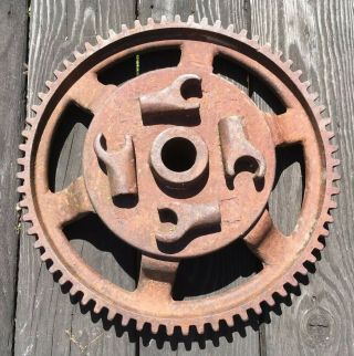 Rare Hard To Find Antique Industrial Cast Iron Gear/ 15.  5” /1.  5” Arbor/ 70 Teeth