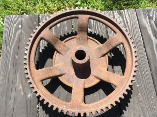 Rare Hard To Find Antique Industrial Cast Iron Gear/ 15.  5” /1.  5” Arbor/ 70 Teeth 5