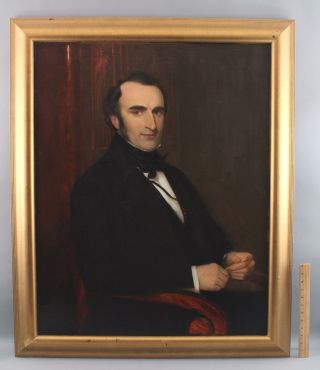 Large 19thc Antique 1820s Life - Size Portrait Oil Painting Of Gentleman Man