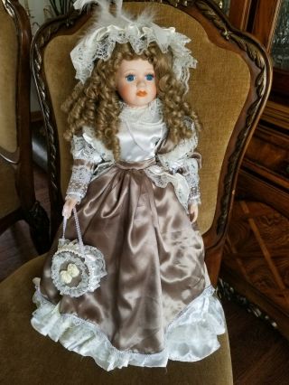 Vintage 22 " Porcelain Doll Victorian