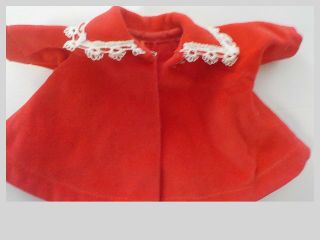 Vintage Vogue Ginny 8 " Doll Clothes,  Red Coat,  Lace Collar & Vogue Tag