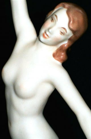 Antique German Dresden Art Deco Nude Lady Exotic Dancer Porcelain Figurine