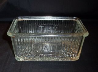 Vintage Antique Ribbed Glass Salt Box For Hoosier Cabinet
