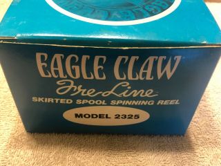 Vintage Nos Eagle Claw Spinning - Fishing Reel - Model 2325 - - 10 Lb.  - 12 Lb.  - Line