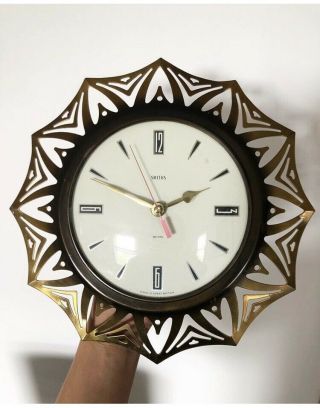 Vintage Retro Mid - Century Smiths Wall Clock Starburst Fully