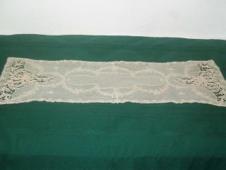 Stunning Handmade Antique Brussels Lace Dresser Scarf Runner