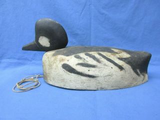 Vintage Decoy Duck Bufflehead Hand Carved Wooden Hunting Black And White Paint