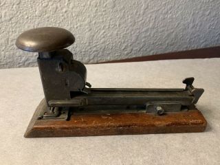 Vintage Antique Rare Ace Pilot Office Stapler Wooden Base Made In Usa Chicago