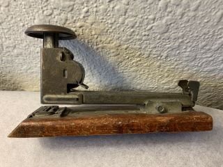 Vintage Antique Rare ACE Pilot Office Stapler Wooden Base Made in USA Chicago 5