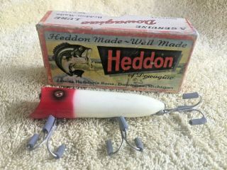 Vintage Heddon Dowagiac Lucky 13 2500rh Red / White Plug W/box