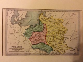 Poland - Antique Mid 19th Century Map Of Poland Prior To Partition Of 1795 Colour