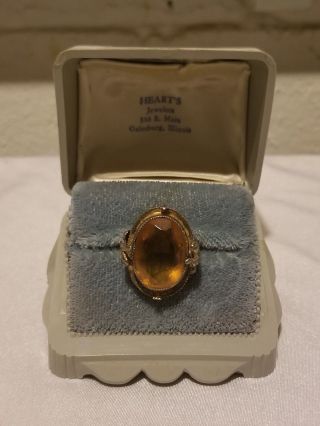 Antique Art Deco Sterling Ladies Ring Size 7 Large Rhinestone