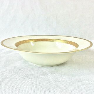 Mikasa Antique Lace Round Open Vegetable Bowl Gold Encrusted White Roses 2.  5 Qt