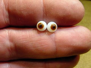 A Pair Vintage Solid Doll Glass Eyes 6 Mm For Bisque Doll Doctor Age1910 A 3285