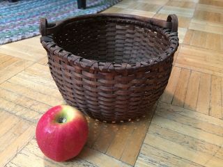 19th Century Shaker Swing Handled Basket Sm Size & Well Made Woven Splint