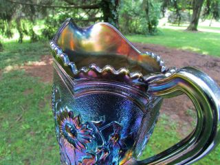Imperial FIELD FLOWER ANTIQUE CARNIVAL GLASS WATER PITCHER PURPLE SPECTACULAR 4