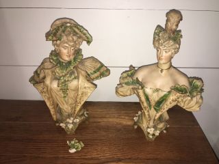 Antique Porcelain Turn Wein - Ernst Wahliss - Turn Teplitz Man And Woman Busts