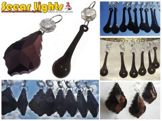 Vintage Black Chandelier Glass Crystals Drops Beads Droplets Light Lamp Parts