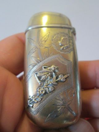Antique - Aesthetic - Sterling Vesta / Match Safe By Gorham - Has Insects - Exc