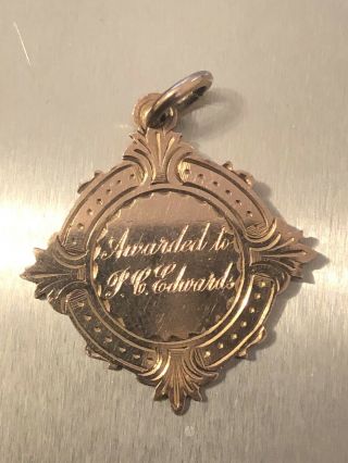 Rare Antique 1917 Arculli Solid 9k Gold Shooting Prize Medal Hallmark Stamped