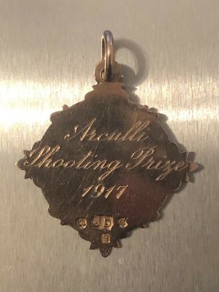 Rare Antique 1917 ARCULLI Solid 9k Gold SHOOTING Prize Medal Hallmark Stamped 2