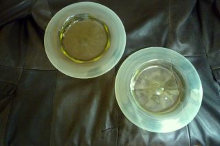 Two Antique Vaseline Uranium Glass Plates 19th C English
