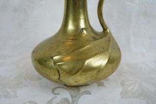 Antique Deco Arts Crafts Art Nouveau Bronze Brass Vase Floral Design 8.  5 