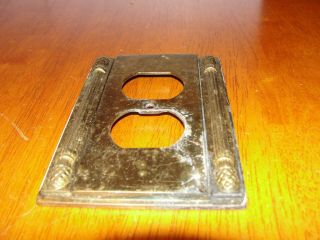 Vintage Solid Brass Light - Plug Switch Plate Cover w/o Screws Mid Century 2