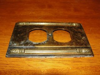 Vintage Solid Brass Light - Plug Switch Plate Cover w/o Screws Mid Century 3