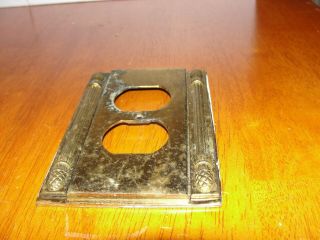 Vintage Solid Brass Light - Plug Switch Plate Cover w/o Screws Mid Century 4