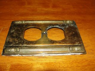 Vintage Solid Brass Light - Plug Switch Plate Cover w/o Screws Mid Century 5